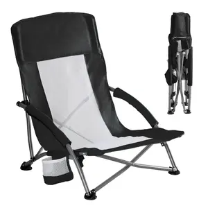 Portable Folding Camping Chair with Storage Pocket & Carrying Bag, 250 LBS Support, Mesh Breathable Back, Backpacking Chair for Hiking Fishing Picnics Beach