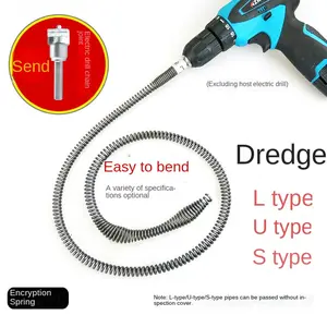 Electric Drain Cleaning Tool with Spring, Works with Home Electric Drill - Powerful Drain Unblocker