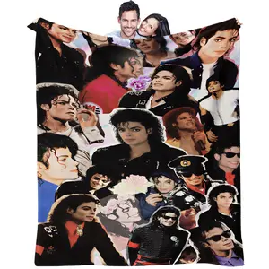 Michael Jackson pattern, suitable for daily holiday birthday gifts for children and adults, soft, warm and lightweight plush blanket, suitable for bed, sofa, car, room decoration