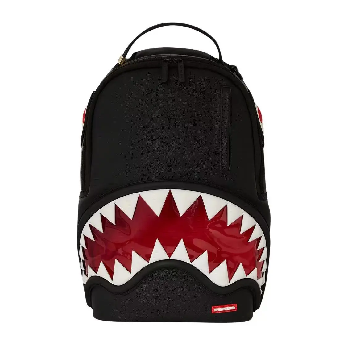 Sprayground Shark Bite Backpack - Black with Bold White Teeth & Red Accent, Unique Stylish Design, Functional for Daily Use, School, Work, Travel - Ideal for Men & Women