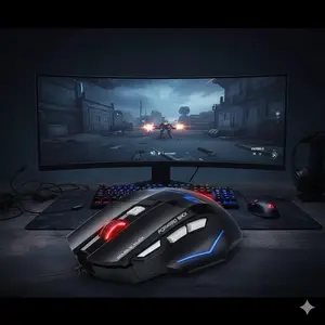 Ergonomic Gaming Mouse USB Wired 5500DPI RGB Adjustable Macro Programmable 7 Custom Buttons Anti-Slip Palm Rest Wrist Support Sweatproof Grip Stable Portable Esports Gear