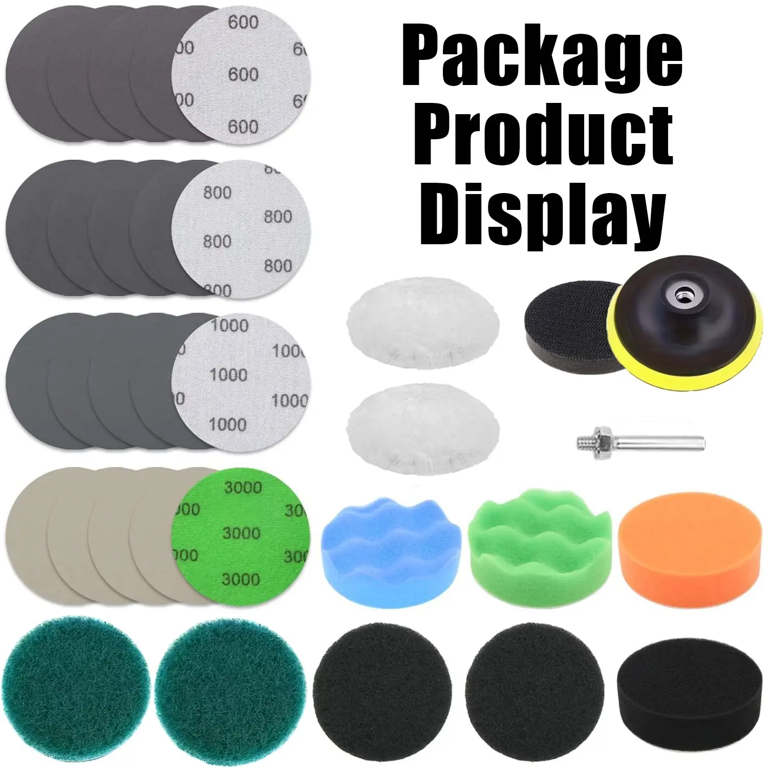 32-Piece Car Polishing Buffing Pad Set, Professional Headlight Repair Kit, Includes 1/4 Inch Shank Backing Plate & Polishing Pads, Car Buffers And Polishers Kit