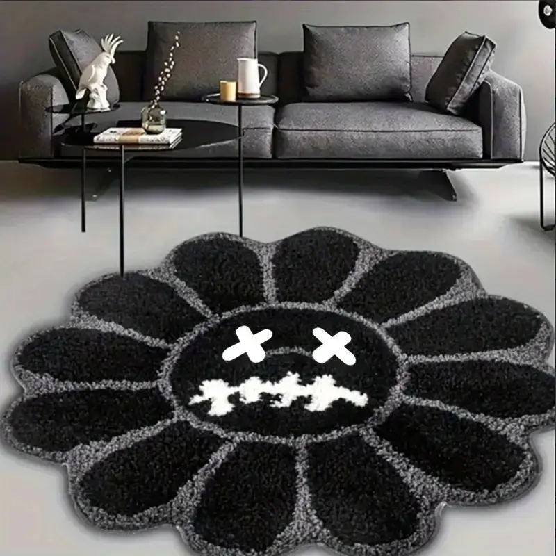 Creative Irregular Flower Shaped Decorative Rug Boho Style Rug Boho Floral Rug Home Decor Rug, Non-Slip Washable Soft Comfortable Carpet Flower Pattern Rugs Bohemian Area Rug for Living Room Bedroom Hallway Outdoor Balcony Bathroom Floral Area Rug