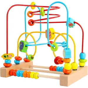 First Bead Maze Roller Coaster Wooden Educational Circle Toy for Toddlers