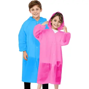 2-3 Pack Rain Ponchos  Kids, Reusable Raincoats  Boys Girls with Hood and Sleeves, Waterproof Rain Jackets