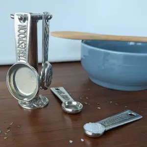 Celtic Knot Measuring Spoon Set – Handmade Pewter Spoons with Display Stand