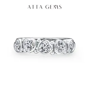 New Synthetic Moissanite Rings for Women D VVS1 4*4mm Heart Shape Ring Wedding Band Luxury Fine Jewelry R115