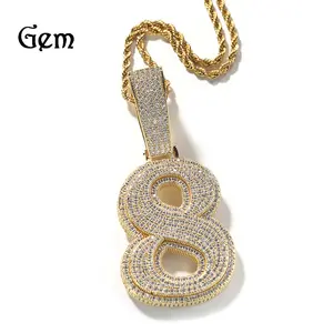 Cross-border digital pendant European and American simple men's necklace hip-hop copper diamond pendant sweater chain personalized birthday gift