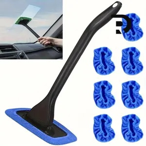 51pcs/set of Windshield Cleaning Tools, Paired with 50 Reusable Cloth Pads, Can Effectively Remove Dust and Stubborn Stains From The Windshield and Interior Windows. Available in Blue and Green Colors