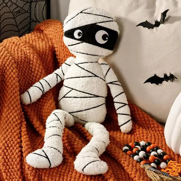 Bunny Chorus Halloween Decor Throw Pillows: Cute White Teddy Fleece Mummy Throw Pillows, Fun Soft Sherpa Plush Cushion Halloween Decorations Indoor for Home Sofa Bed Office Couch Living Room
