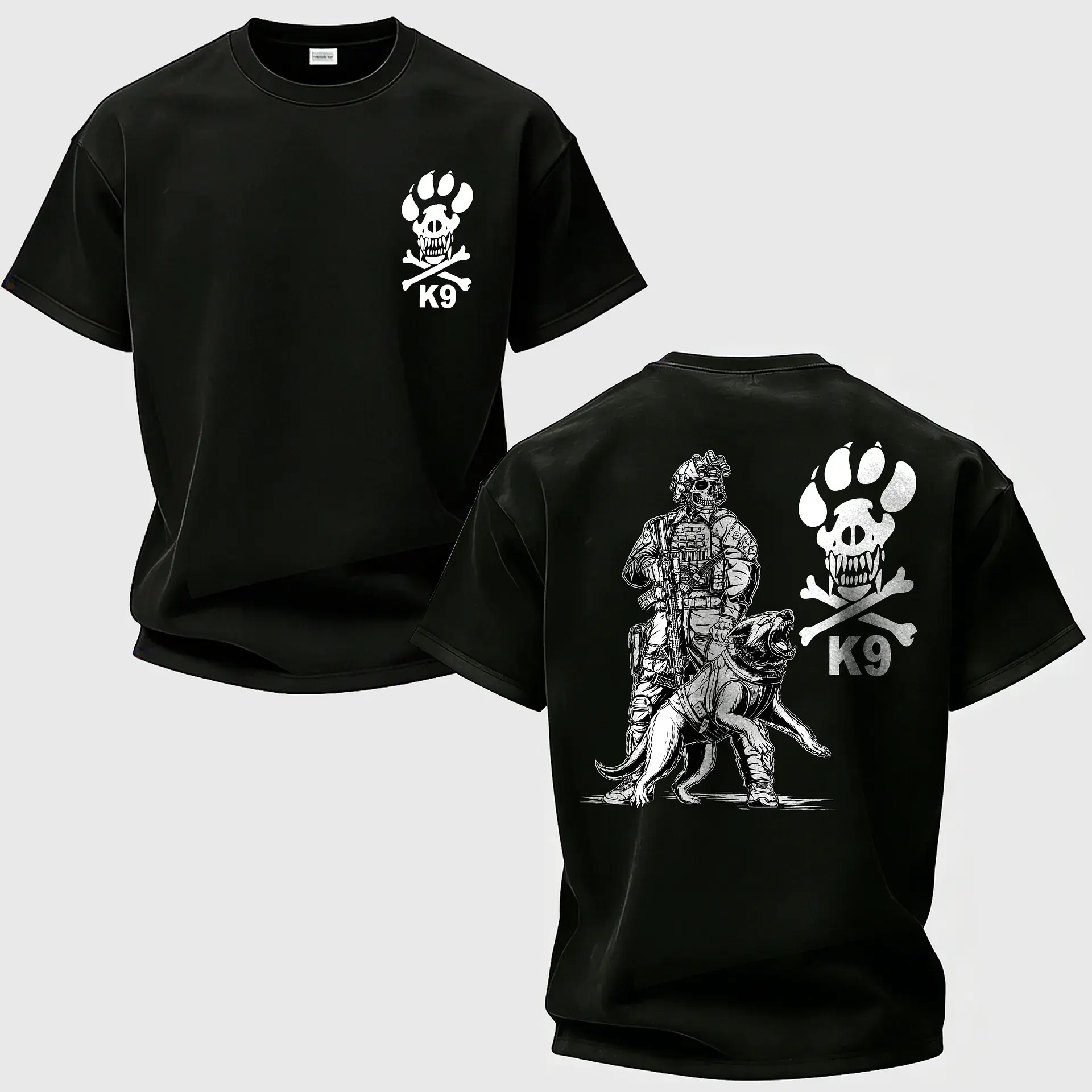 Tactical K9 Dog Handler Graphic T-Shirt, Military Working Dog Unit Printed Tee, Police K9 Tactical Shirt for Men, Veteran Gift Apparel