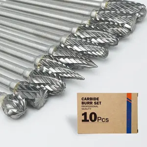 10Pcs Carbide Burr Bits Set Compatible with Dremel 1/8", Rotary Tool Bits with Double-Cut Design, Die Grinder Bits Accessories for Metal Aluminum Wood Stone Steel Plastic Carving Cutting Grinding