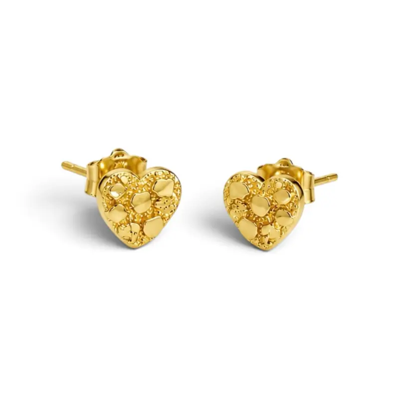 10k Gold Heart Nugget Earrings