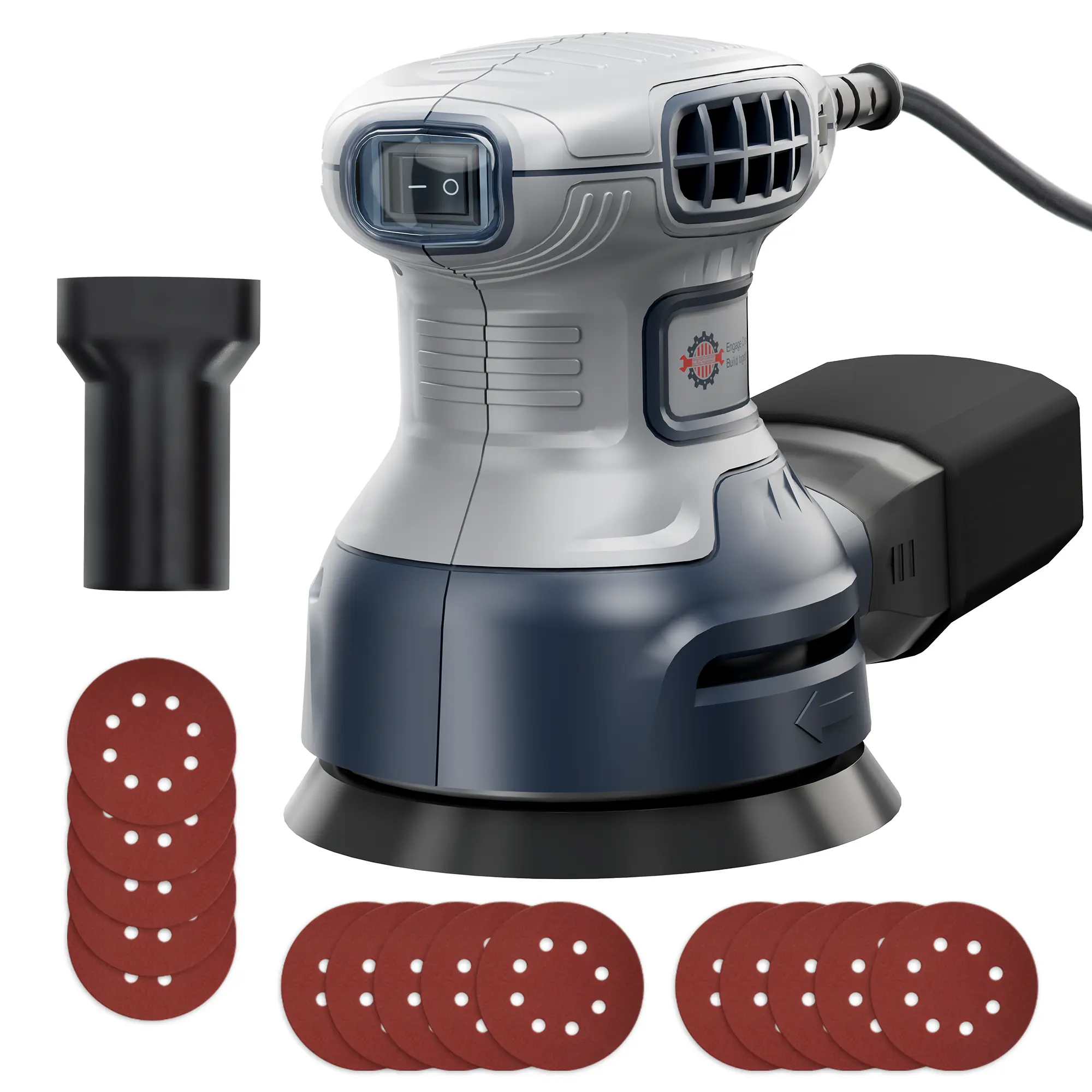 PHI VILLA Random Orbital Sander with Cyclonic Dust Box & 3pc Sanding Sheet