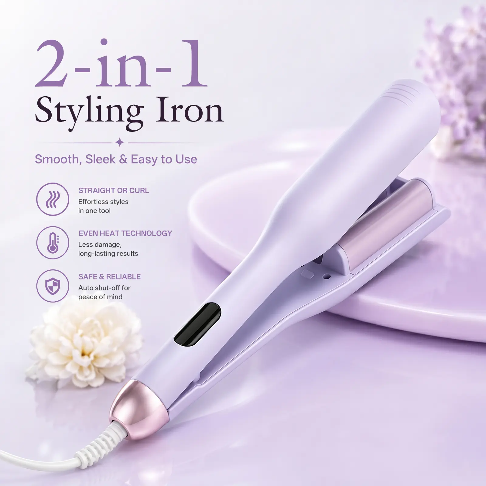 32mm Korean Crimping Hair Wand with Clamp - Personal Care Appliance, Hair Styling Tool, Beach Wave Crimper, Crimper Wand Curler for Bouncy Curls, Wavy Styling, Frizz Control, Youthful Look, Curly Hair