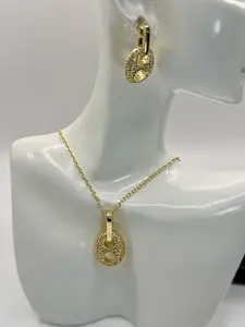 Knot Zirconia Earrings and Necklace Set 14k gold plated