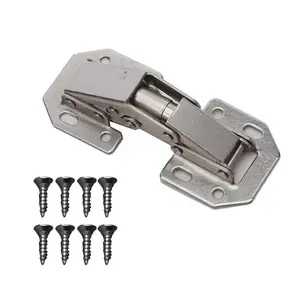 10-Piece Set 90-Degree French Spring Hinges, No-Drill Installation, Suitable for Frameless Cabinets, Includes 80 Screws
