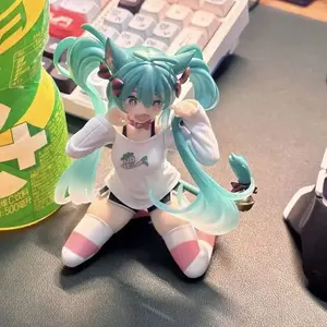 Hatsune Miku Anime Figure – Cat Ear Sitting Pose Short-Sleeve Pajamas PVC Model Car Decoration Doll Kids Toy Gift