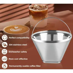 1 Reusable Conical Coffee Filter - Compatible with Ninja Coffee Makers, Permanent Conical Filter with Central Exit, Italian Espresso French, Drip Coffee Easy to Clean Design - Cost-effective Alternative to Disposable Filters, Coffee Filter Reusable, Reusa