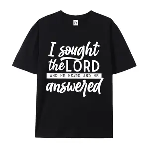 I Sought The LORD AND HE HEARD AND HE Answered Women's Loose Fit T-shirt Party Cute Elegant Stylish Gift Casual Crew Neck Short Sleeve Top
