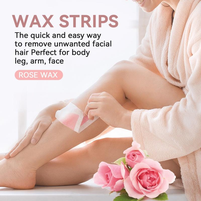 10PCS Wax Strips for Hair Removal, 1-Minute Hair Removal Waxing Kit for Women, Double-Sided Design Wax Strip for Face Arms Legs Chest Back Bikini/Brazilian Full Body Waxing Strips & 2 Oil Wipes - Easy to Use