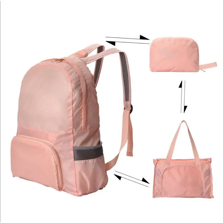 Unisex Printed Leather Waterproof Outdoor Sports Backpack - Foldable Dual-Use Zip Travel Bag, Business Gift Storage Solution