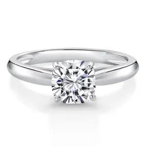 Gem Stone King 10K White Gold IGI Certified Lab Grown Diamond Solitaire Engagement Ring For Women | Cushion Cut 1.00 Cttw | D-E Color | VS1-VS2 Clarity