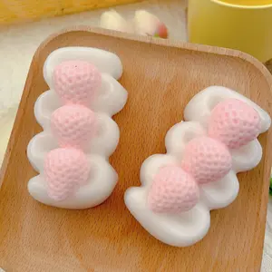 Strawberry Cream Bar Squishy Silicone DIY Toast Squish Toy, High Aesthetic Stress Relief Fidget Toy, Realistic Food Playset, Anxiety Squishies