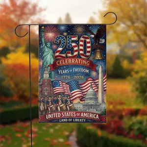 USA 250th Anniversary Garden Flag, Patriotic 1776–2026 Flag, Semiquincentennial, 4th of July Yard Flag, Independence Day Outdoor Decor (Pole, Hooks, Or Fasteners Are Not Included)