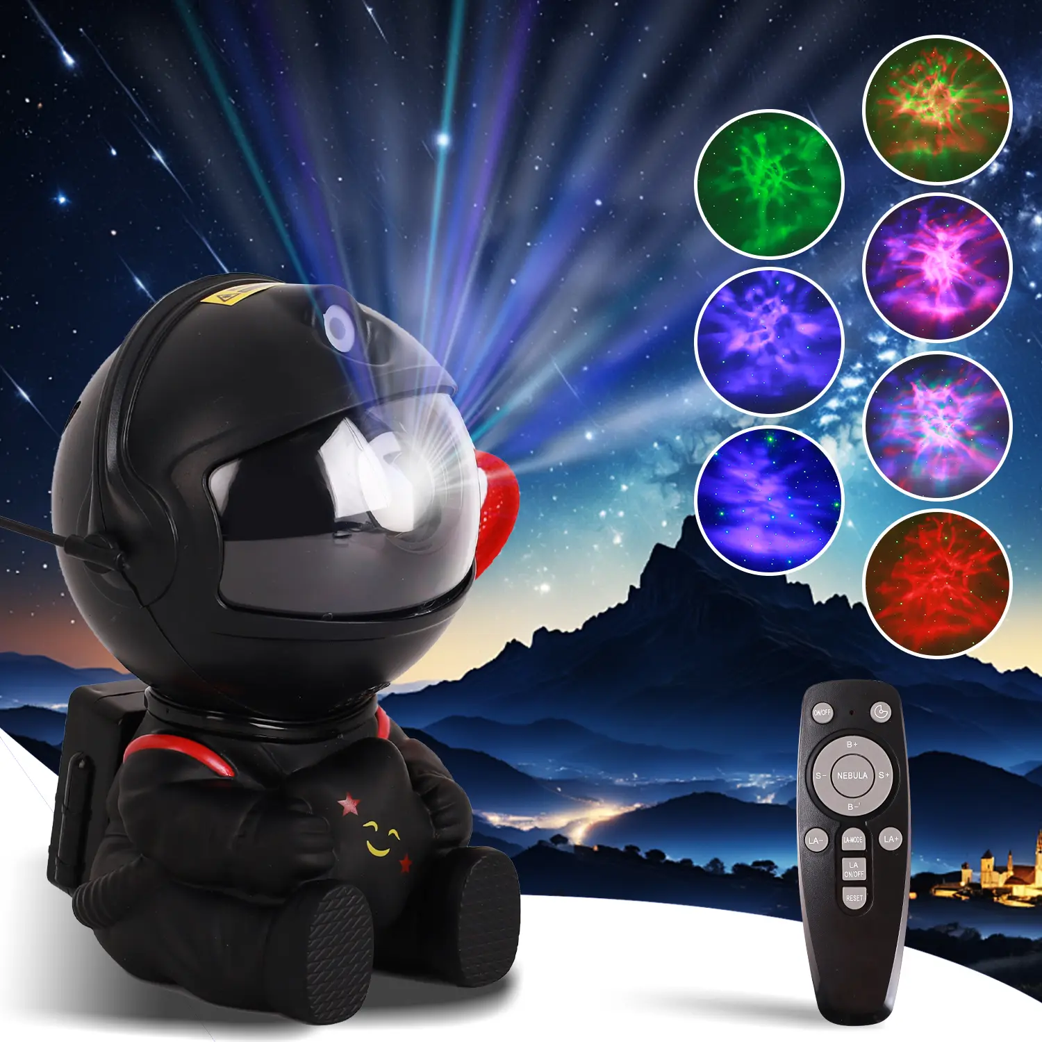 AMYTHYLLA Astronaut Galaxy Light Black Galaxy Projector LED Lights, Adjustable Space Star Projector Gift for Kids & Adults, Night Lights for Bedroom Holiday Birthday, Remote Control Decor Visual Experience led neon signs Ambience Timer starry5