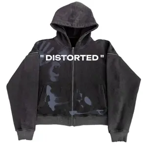 "DISTORTED" Shadow Graphic Zip Hoodie