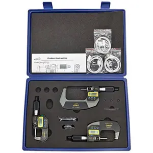 iGaging Quick Action SpeedMic Digital Micrometer, 0-3" Range SET (3 Pieces), 0.00005"/0.001mm, Wireless Charging, Micro USB Data Output Port, IP65 Protective Rating against Dust & Fluid
