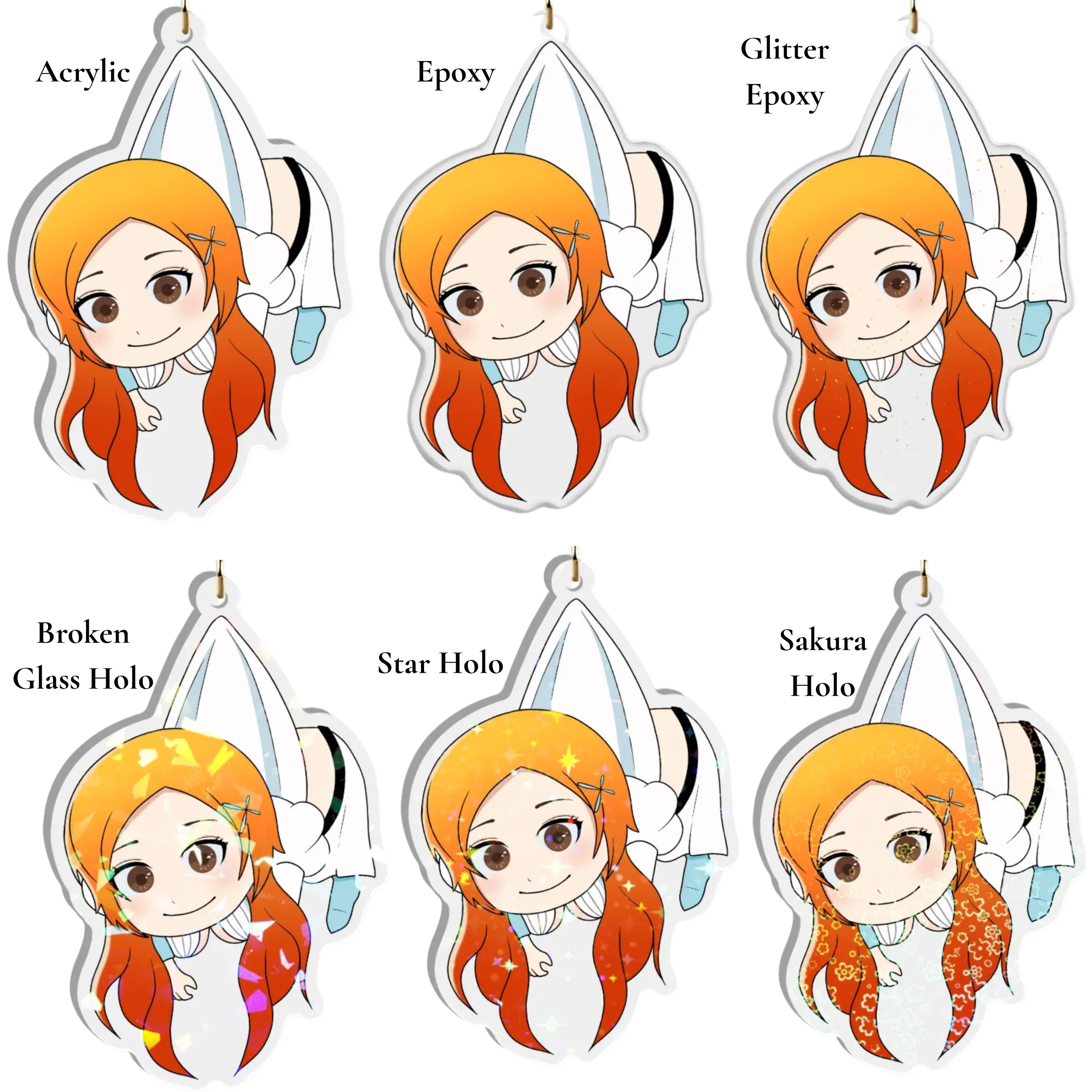 Orihime Bleach Double-Sided Keychain (non-official)