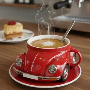 Novelty Beetle Shape Coffee Cup, Retro Classic Car Art Craft, Creative Coffee Cups Gift for Coffee & Car Enthusiasts, Unique Drinkware