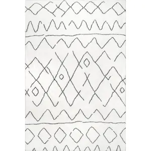 Rae Abstract Stripes Machine Washable Shag Area Rug