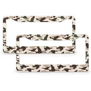 2Pack Vintage Camouflage Hunting Ducks Aluminum License Plate Frame 2 Holes License Plate Cover Frames Car Decorative Parts Cars Decor for Standard US Vehicle 12.2x6.3 in