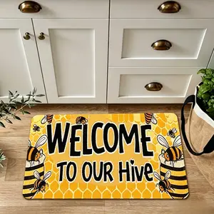 1 honeycomb design door mat, machine washable polyester kitchen mat, perfect for entrances, bathrooms, living rooms, bedrooms - rectangular