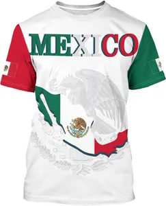 Custom Aztec Mexico T-Shirt Mexican Flag Shirt Unisex Round Neck Short Sleeve 3D T-Shirt Top Size S-5XL Ver 2