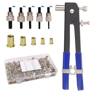 Rivet Nut Tool Kit, 430Pcs Metric Rivet Nut Rivet M4 M5 M6 M8 Carbon Steel Rivet Nuts for Metal Sheet, Automotive, Marine, Furniture & Home