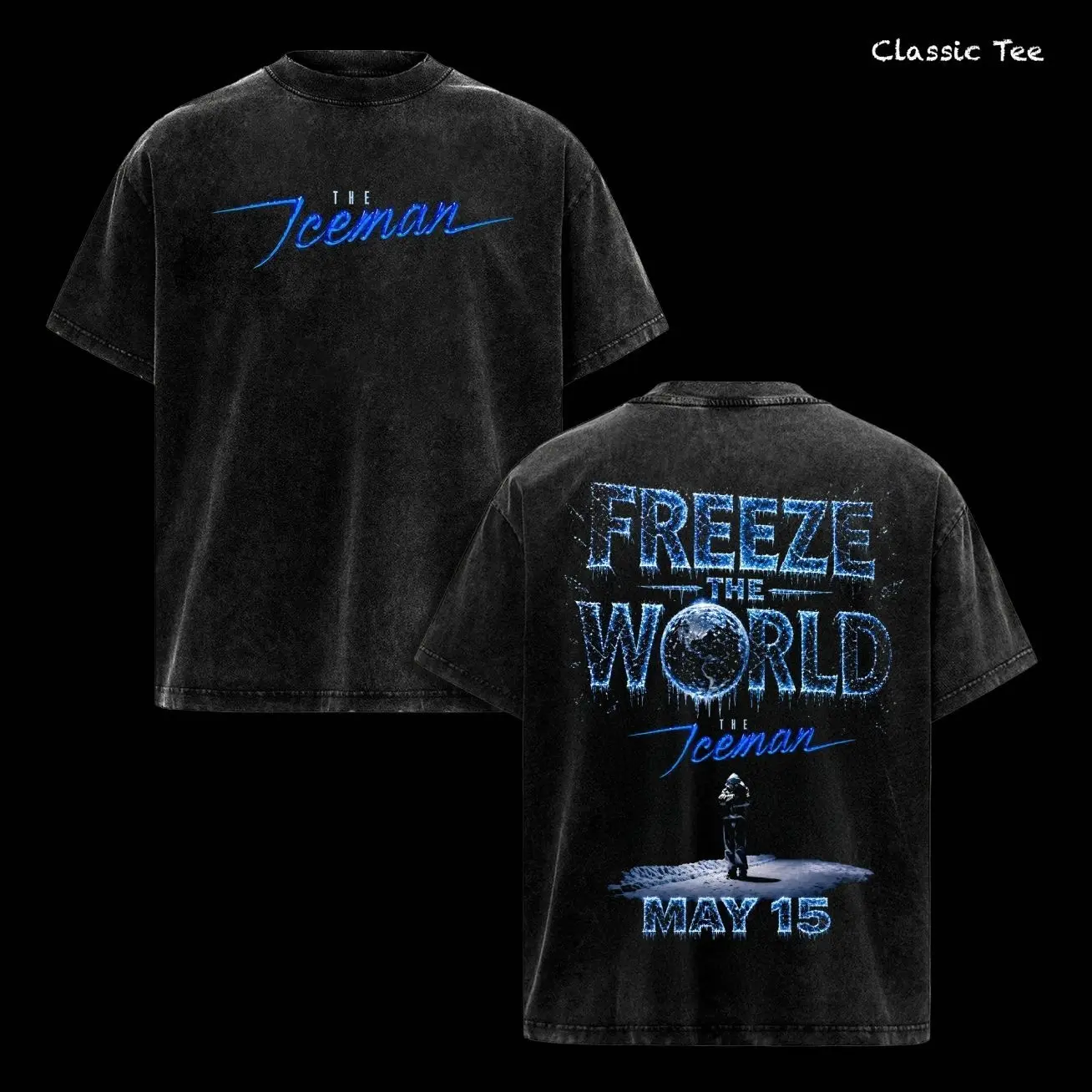 Drake The Iceman Freeze The World Tee, 2026 Album Inspired Vintage Washed Graphic T Shirt, Blue Ice Back Print Oversized Streetwear, Heavyweight Cotton Hip Hop Rap Fashion Shirt Gift For Men Women, Vintage Shirt, Gift for fan, Y2k Styles 654