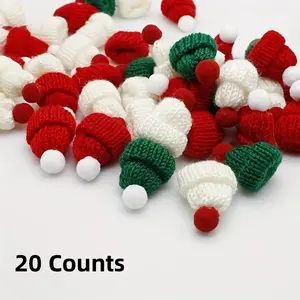 Christmas Mini Knitted Hat Decor, 20pcs/set Random Color Knitted Doll Hat, Christmas DIY Decoration