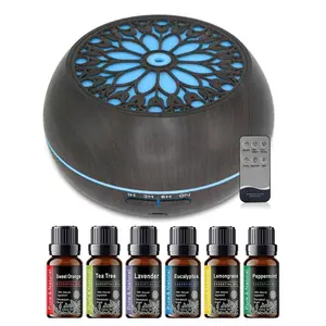 550ml Essential Oil Diffuser & Air Humidifier with Remote Operation Timer Aromatherapy Machine & Air Purifier Includes 6 Premium Oils Aromatherapy Diffuser with Lights for Large Room Ultrasonic Humidifier for Anxiety Relief