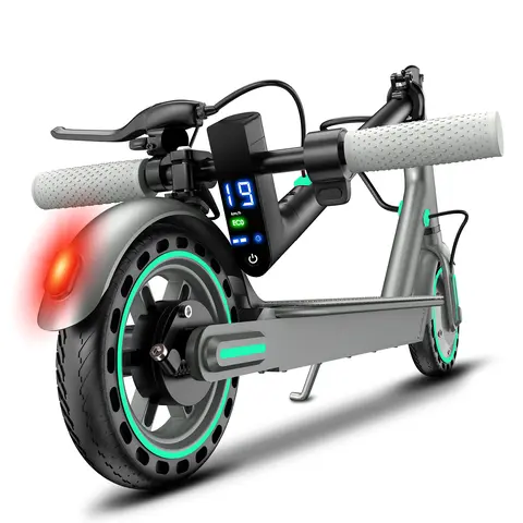TTS D8 Portable Adult E-Scooter with 350W Motor for Daily Commute, 19 MPH Standard Speed, Up to 28 MPH via Bluetooth App, 12-16 Mi Range, 8.5" Solid Tires, Foldable Dual Brake Commuter Portable Scooters
