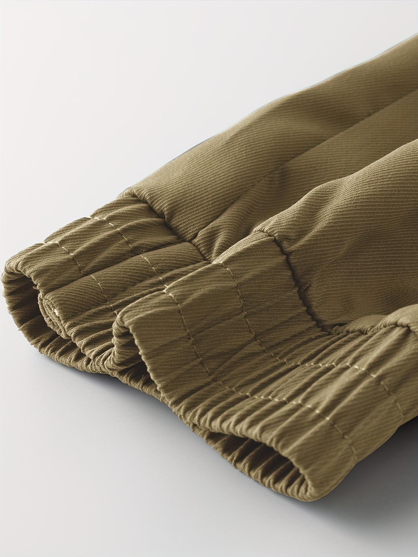 Two-pack: woven plain fabric and solid-color men’s cargo pants featuring an elastic waistband with drawstring, a loose straight tapered fit, multiple pockets including large pockets—ideal for everyday casual wear and work, perfect for cargo outfits and ou