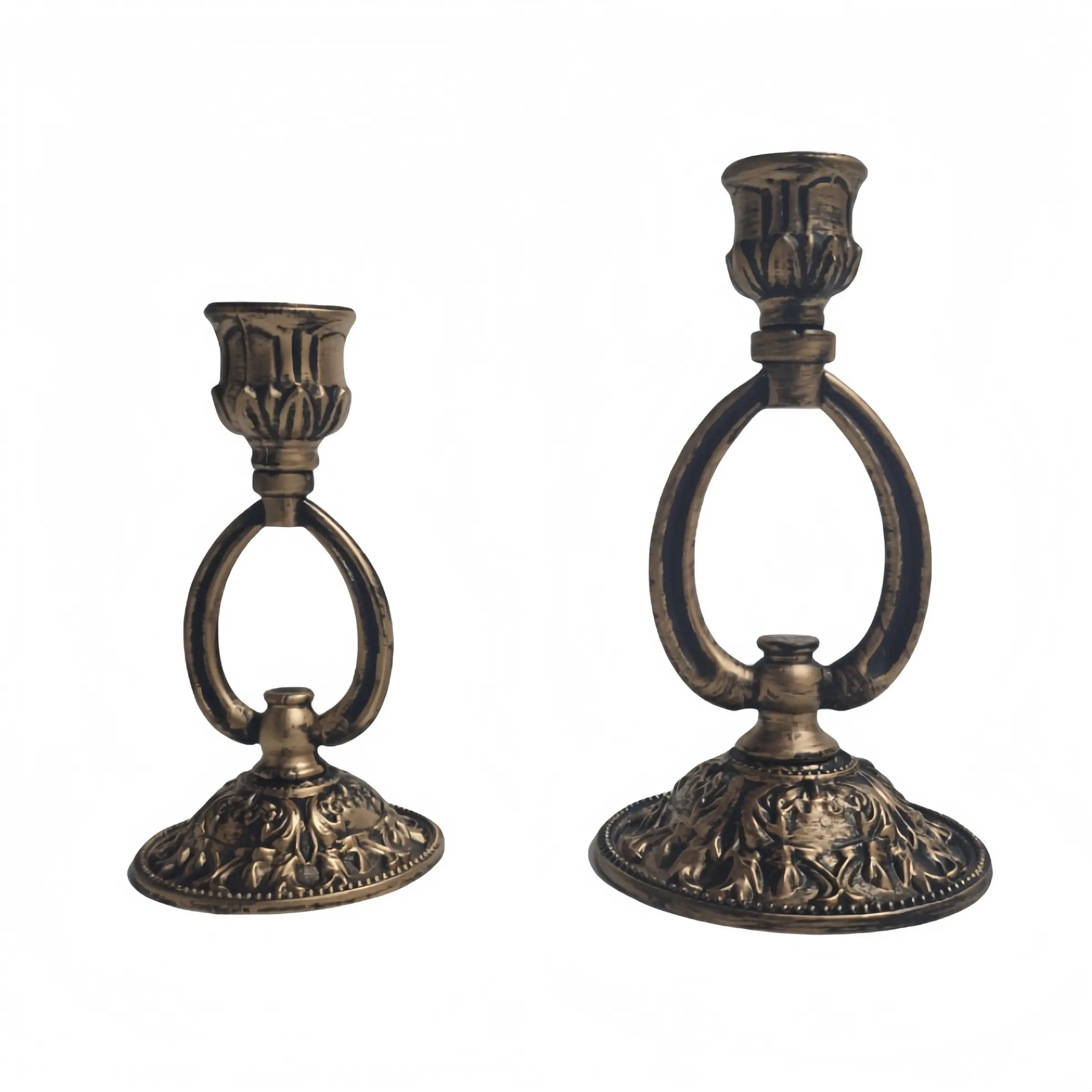 Iron Gold Candle Holder, European Vintage Style, Suitable for Kitchen, Restaurant, Living Room Decor, 2 Pieces, No Wax Included