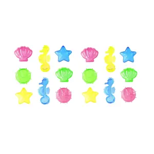 16pcs Ocean Theme Gemstone Decorative Toys, Random Colors, Includes Seahorse, Starfish, Sea Urchin, Shell, Perfect for Beach and Pool Party Gifts