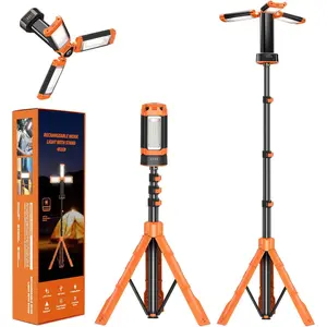 Portable Camping Light with Stand 73.2" Rechargeable Work Light 800/3200 Lumen 4000/6500K Dimmable Camping Light for Outdoor Work, Power Outages, Fishing LD10 Orange