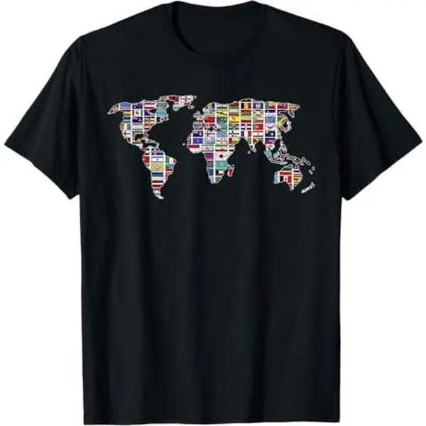 Traveling International Country Flags Traveler World Map T-Shirt