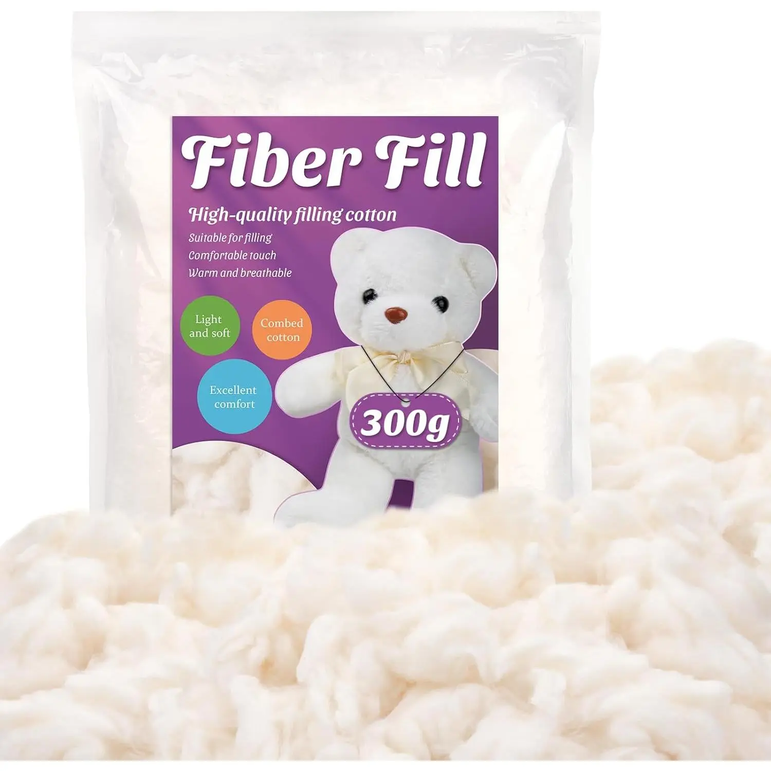 10.58oz Combed  Filling, High Resilience  Stuffing,  Pillow Stuffing for Cushions Crochet DIY Crafts, Stuffed