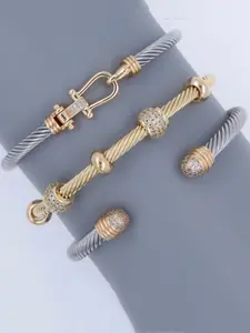 Unisex Adjustable Stainless Steel Bracelet, Dual-Tone Gold & Silver Color, Punk Gothic Style, Fashionable Bracelet, Ideal for Daily Wear, Valentine's Day gift Perfect Holiday Gift, Stainless Steel Wrist